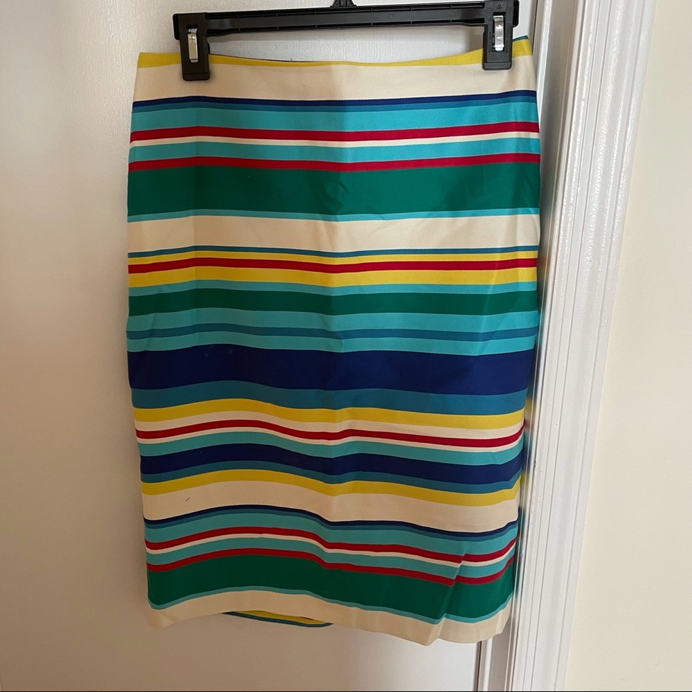 Silk striped pencil skirt